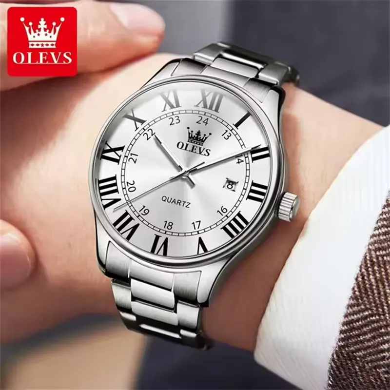 Olevs Silver-Tone Design Fashion Men's Watch- 2911